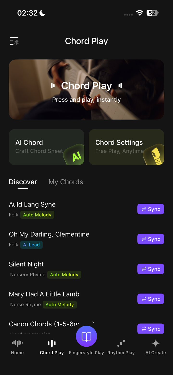 Chord Play library screen