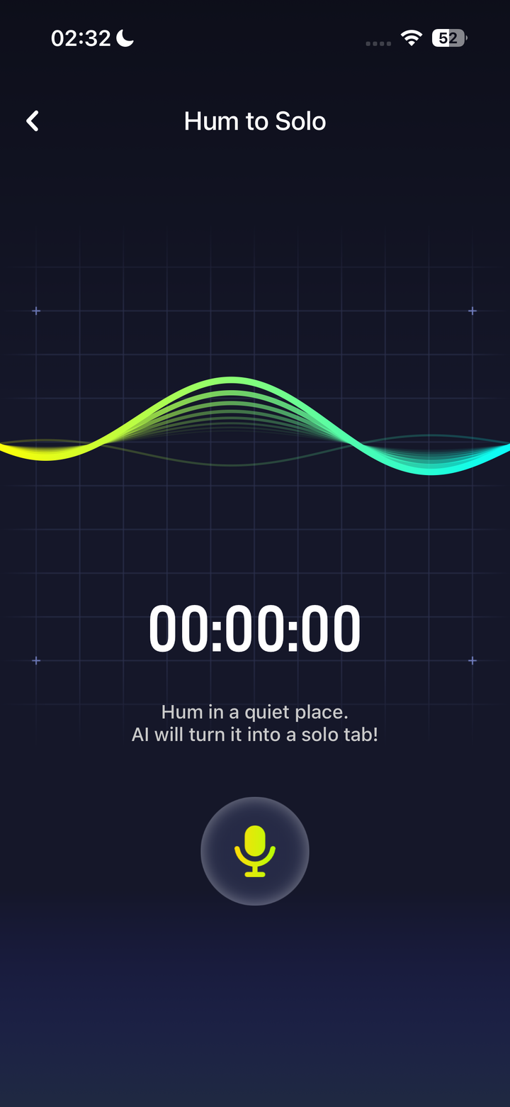 Hum to Solo recording screen